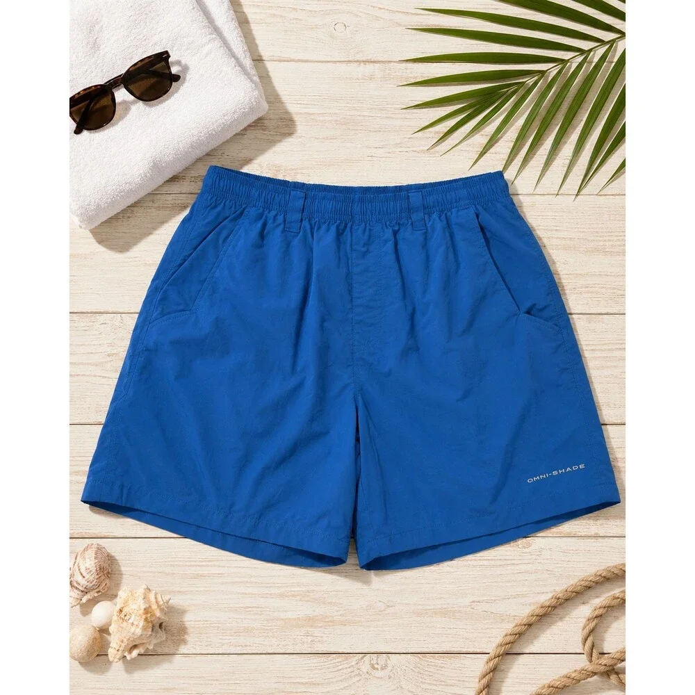 Columbia Sportswear Womens M 6L Blue PFG Omni-Shade Swim Fishing Shorts Mesh